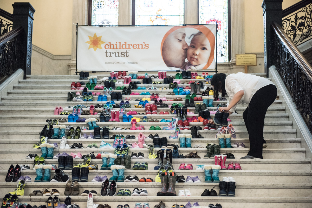 709 pairs of children's shoes lined the Grand Staircase