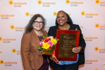 Children's Trust Chief Program Officer, Sarita Rogers, pictured with Frances Litman Leadership Awardee, Tanji L. Donald, MEd.