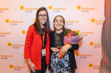 Children's Trust Family Support Coordinator, Kate Bullock, pictured with Emerging Leader Awardee, Bethany Prince-Malloy.