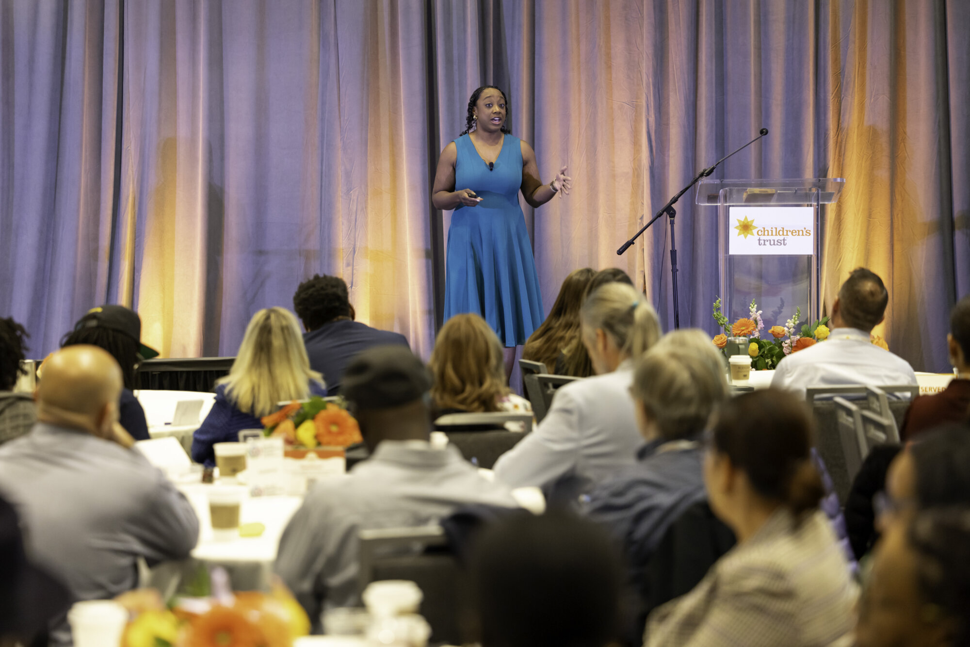 2025 A View from All Sides Keynote Speaker, speaking to attendees in the ballroom.