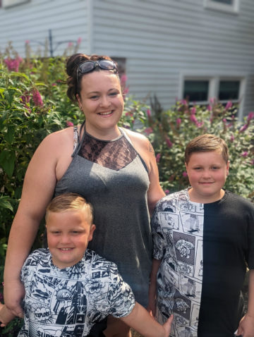 Regina Serverius pictured with her two sons, Julian and Jayden.