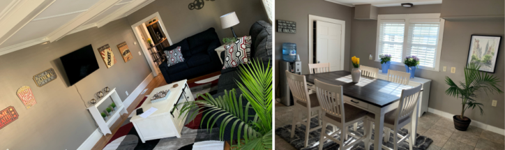 Photos of NFI Lofts. Left is the living room and right is the dining area.