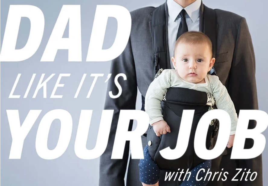 podcast logo of man with baby strapped to chest