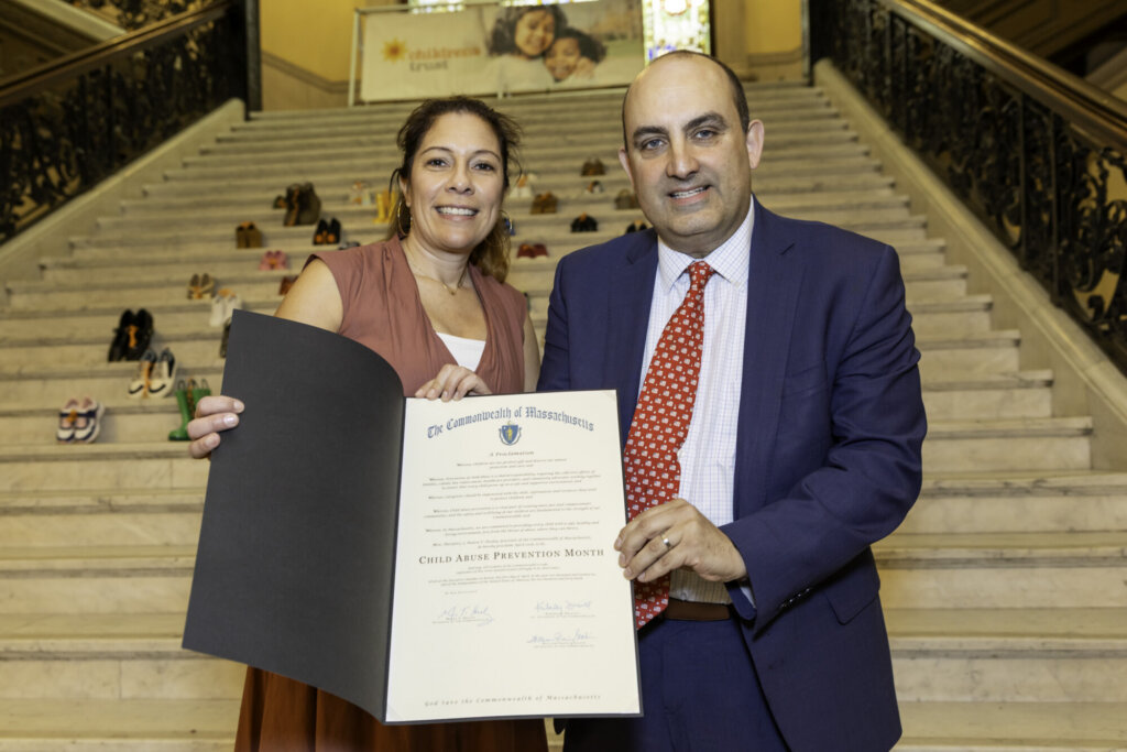 Children's Trust Executive Director, Jennifer Valenzuela, with Education Secretary Stephen Zrike