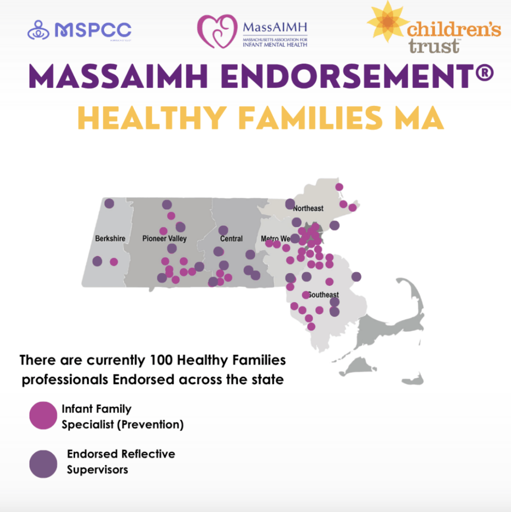 Map of Healthy Families endorsed professionals in Massachusetts