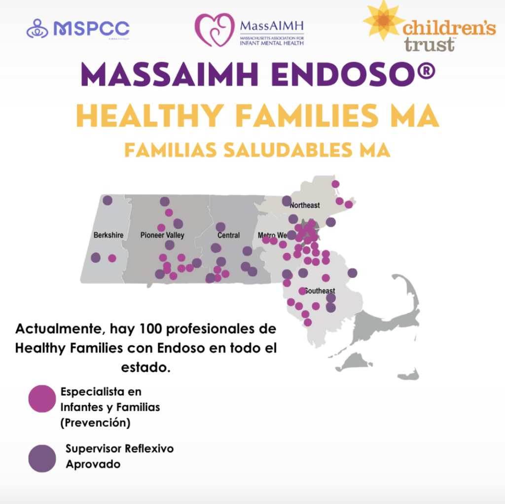 Map of Healthy Families endorsed professionals in Massachusetts in spanish
